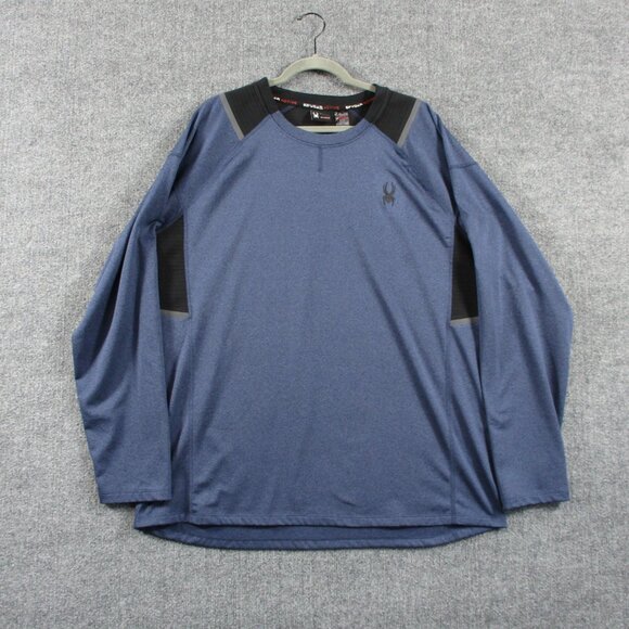 Spyder ProWeb Shirt Mens XL BlueMidweight Base Layer Ski Performance Reflective - Picture 1 of 16